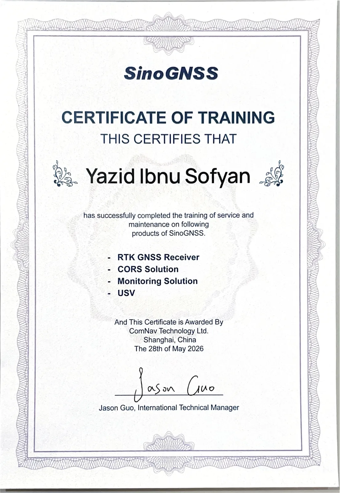 Certificate of Training
